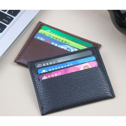 Ultra-thin Mini Card Bag for Men and Women PU Leather 2 Only, Leisure Fashion Business Change Wallet for Unisex