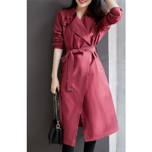 New Style Windbreaker Womens Middle and Long Style, Slim Waist, British Early Spring Girl