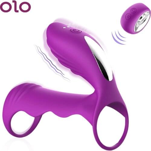 OLO Clitoris G spot Stimulator Male Vibrating Sex Toys for Men Women Delay Ejaculation Penis Ring Lock ring Cock Rings Vibrator