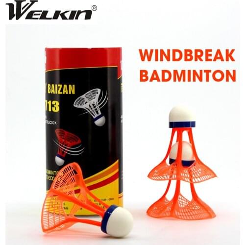 WELKIN New Original AirShuttle Outdoor Badminton Windbreak Plastic Ball Nylon Shuttlecock Ball Stable Resistance 3pcs / Tube