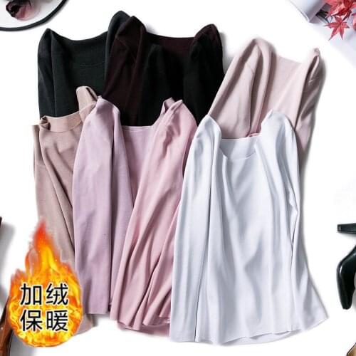 Sanishroly Women Long Sleeve T-Shirts Tee Autumn Winter Warm Thick Velvet T Shirt Female No trace Shirt Tops Plus Size 2XL SE663