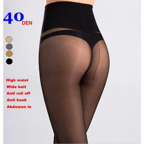 Women T-crotch 40D velvet High waist wide-belt anti roll-off slimming legs pantyhose,anti hook tights,M-L