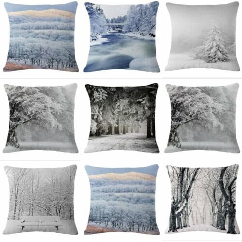 Winter Throw Pillow Case Throw Pillowcase Cotton Linen Printed Pillow Covers For Office Home Shipping