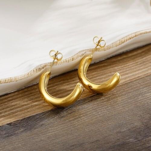 Gold Steel Color Simple Trendy Womens Earrings 2021 Hoop Unusual Earrings