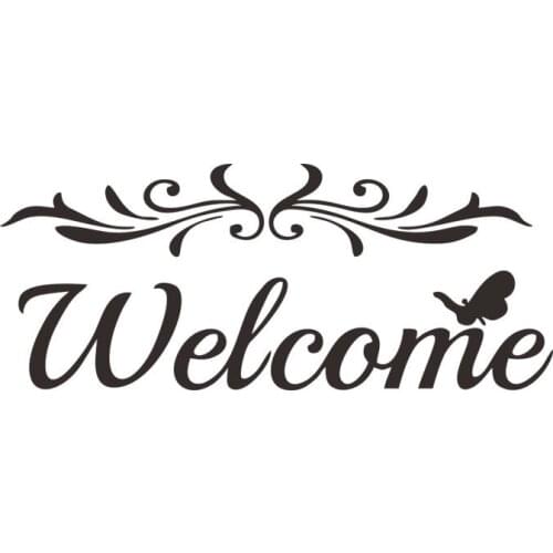 1 PC WELCOME Carved Wall Stickers Black English Rumors Waterproof Removable for Office Door Stickers Home Decor 20*10.3cm