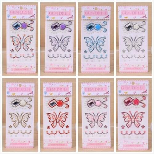 5Pcs/lot Butterfly Crystal Flatback Motif Acrylic Rhinestones Stickers Phone PC Car Art Decals Bags Decor DIY
