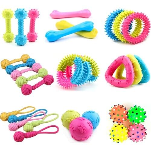 Pet Dog Ball Toys for Small Dogs Resistant To Bite Teeth Training Rubber Chew Toys Nylon Dog Rope Toys Pet Accessories Supplies