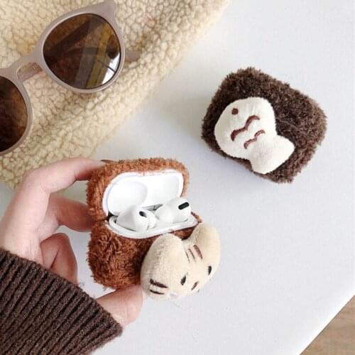 For Airpods Pro Case Cartoon Cat / Fish 3D Plush Funny Plush Headphone Cover Fundas For Air pods 3 Earphone Protection Cases