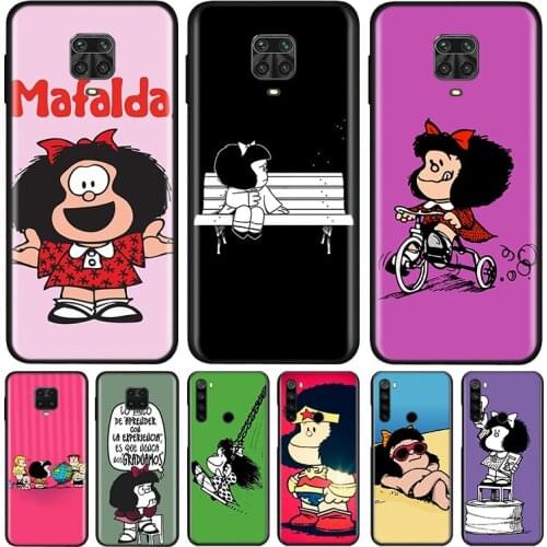 Cute Girl Mafalda Silicone Cover For Xiaomi Redmi Note 9 9A 9C 9S Pro Max 8T 8 7 6 5 Pro 5A 4X 4 Prime Phone Case