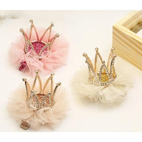 Children Kidds Girl Princess Rhinestone Crystal Lace Crown Hairpin Clip New Style Gift Decoration Accessory Hair Accessories