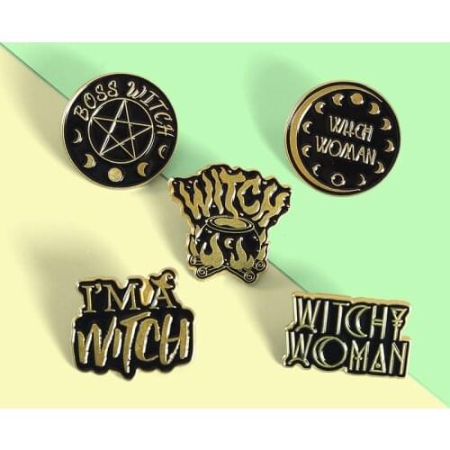 Witch Enamel Lapel Pins Boss Witch Pentagram Brooches Backpack Badge Gifts for Women Magic Lover Custom Jewelry
