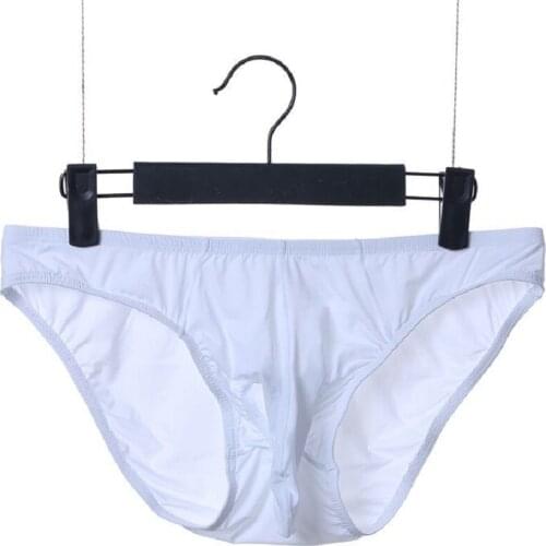 Erotic Mens Ice Silk Elephant Trunk Briefs Separation Penis Scrotum Role Playing Gladiator Costume Open Testis Lovers Underpants