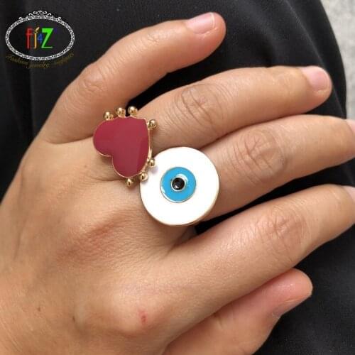 F.J4Z New Fashion Finger Ring for Women Enamel Funny Eye Heart Ladies Rings Jewelry Gifts anillos de mujeres Dropship