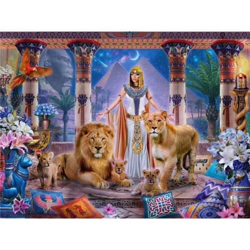 Canvas Size 5d DIY Diamond Painting Full Square/Round Lion Family Embroidery Beads Sets Mosaic Woman Animal Stitch Picture