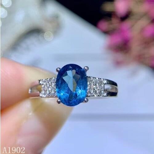 KJJEAXCMY fine jewelry 925 sterling silver inlaid natural blue topaz female ring support test 223