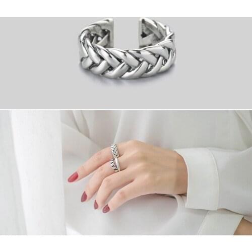 Personality Gothic Vintage Chains Rings For Women Bridal Wedding Engagement Punk Resizable Antique Rings Rock Jewelry