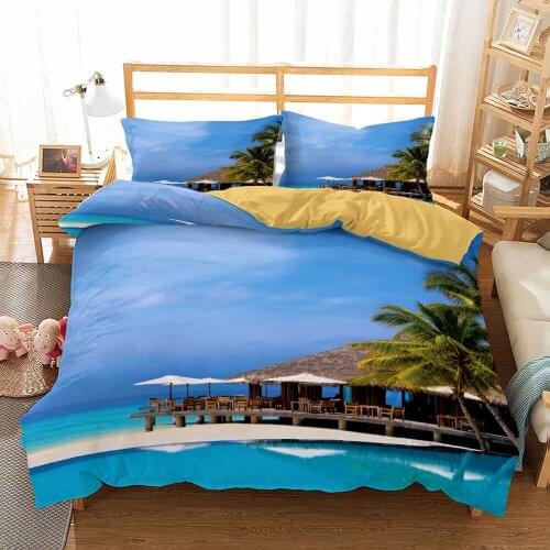 Beach Bedding Set Resort Duvet Cover Sets Comforter Bed Linen Coconut Tree Twin Queen King Single Size Dropshipping