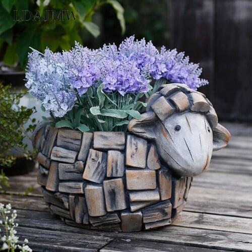 Creative Animal Lamb Cute Personality Floor Outdoor Flower Pot Succulent Potted Balcony Layout Garden Courtyard Decoration