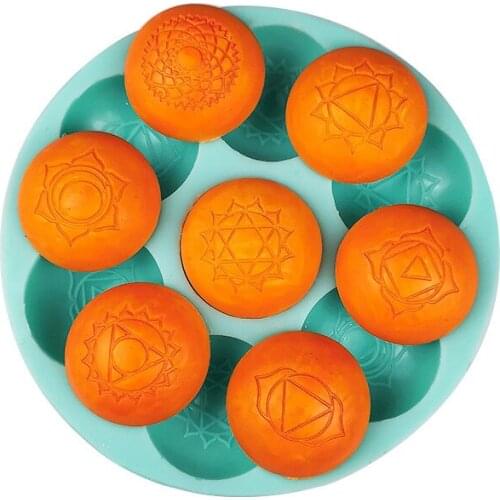 Seven Chakras Round Silicone Mold Hemisphere Chocolate Candy Cake Mold DIY Handmade Chocolate Mold Silicone Form Baking Mold