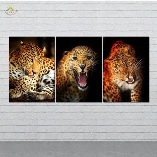 Wall Art Canvas Painting Posters and Prints Decorative Picture Decoration Home Firestock Leopard For Living Room 3 PIECES