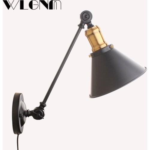 Retro Industrial Wall Lamp American Loft Wall Lights For Restaurant Bar Coffee Shop Study Bedside Folding Adjustable Wall Lamps