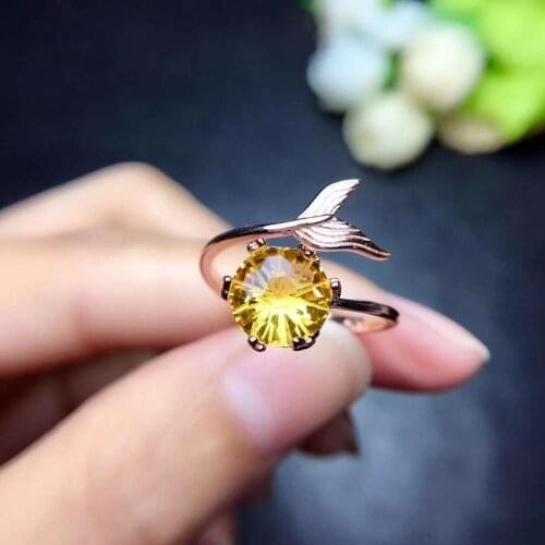 Natural And Real Citrine Gemstone Rings For Women Real 925 Sterling Silver Jewelry Ring Wedding Anniversary Ring