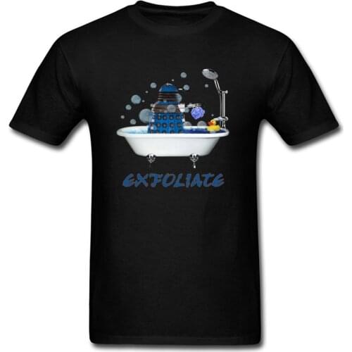 Brand New 2018 Mens Funny T-shirt Short Sleeve Black Tee Shirts Cotton Clothing Shower Duck Cartoon Robot