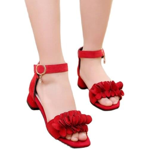 2021 New Girls Shoes Kids Suede flower Shoes for Girls Princess Mary Jane Dress Party Shoes flowers Soft Bottom Flat with
