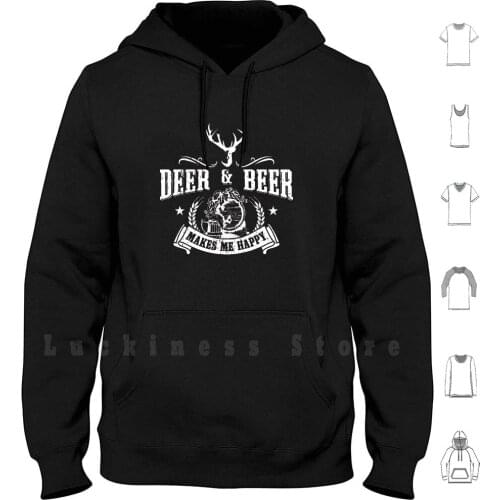 Deer Hunting - Beer Buck' Cool Deer Antler Hunting hoodies long sleeve Deer Antler Hunting Deer Lover Deer Hunter Buddy