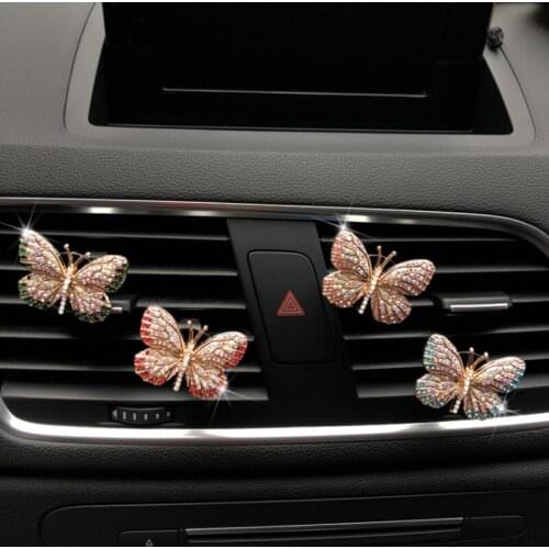 Diamond Butterfly Car-Styling Car Air Freshener Auto Outlet Perfume Clip Interior Accessories Vent Solid Fragrance Diffuser