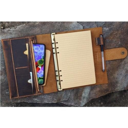 Personalized A5 Leather notebook planner / refill journal travel notebook wallets / Leather Ring Binder Portfolio cover