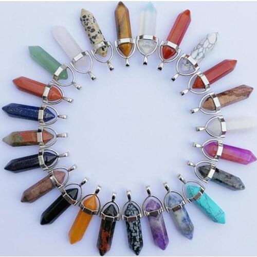 16/30/50pcs Nature Stone Quartz Crystal Pendant Bullet Shape Accessories for Pendant Neckalce Bracelet Earring Jewelry Making