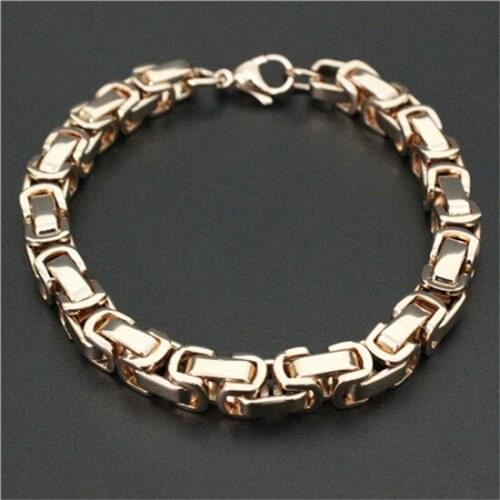 22cm 4/6/8mm Newest Design Durable Rose Gold Motor Biker Bracelet 316L Stainless Steel Fashion Jewelry Men Boy Bracelet