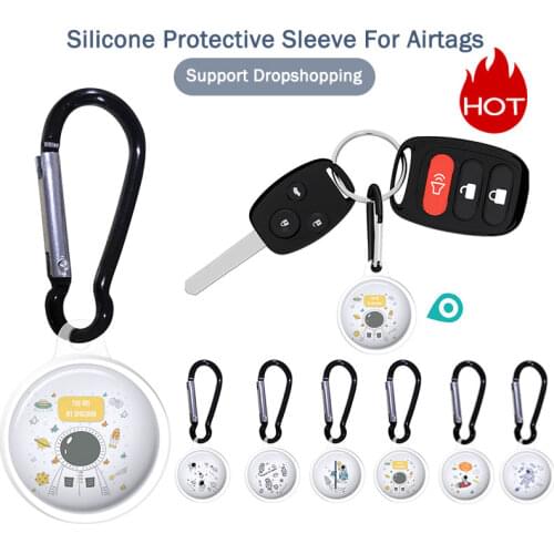 Cute Silicone Astronaut Spaceman Printed Cover For Apple Airtags Locator Tracker Anti-Lost Device Shell ProtectiveCase