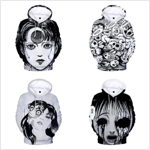 Japan Junji Ito Horror Manga Comics 3D Print Men Women Hooded Hoodies Sweatshirts Pullover Casual Streetwear Coats and Jacket