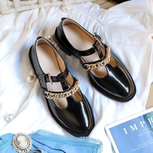 Brand classic metal chains women casual shoes pumps luxury T-strap buckle spring summer female party shoes high heel shoes pumps