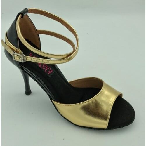 Hot Sale womens ballroom salsa latin dance shoes professional gold colour plating heel 6237BG
