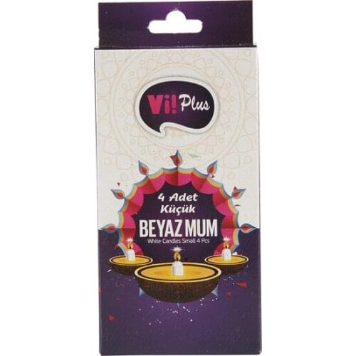 Vi! Plus White Candle Small Size 4lü Package 10 cm candles and scents свечи и ароматы velas y aromas