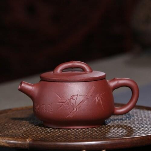 Yixing are recommended by the manual undressed ore purple mud stone big bamboo ladle teapot tea set gift customization