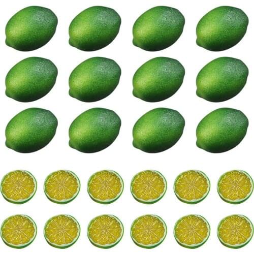 Yellow Lemon Fake Lemons Limes And Slices Set Foam Props Decoration Ornaments Trumpet Pack Of 36 Decorative Faux Citrus Fruits
