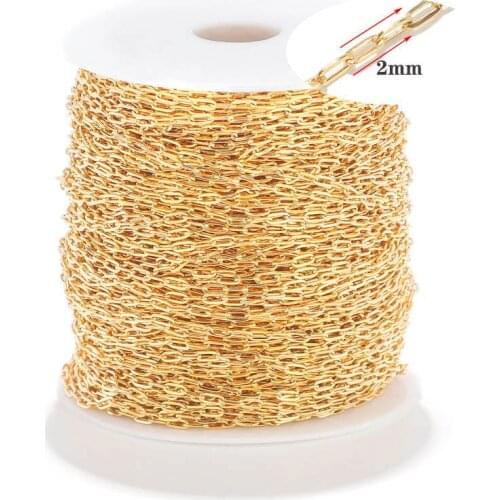 2meter 2mm Stainless Steel Necklace Chain for Diy Jewelry Making Gold Square Rolo Cable Link Chain Handmade Bracelet Accessories