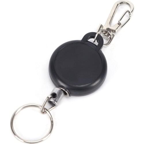 1PC Retractable Key Chain Reel Steel Cord Recoil Belt Ring Badge Pass ID Card Holder Keyring Automotive Interior