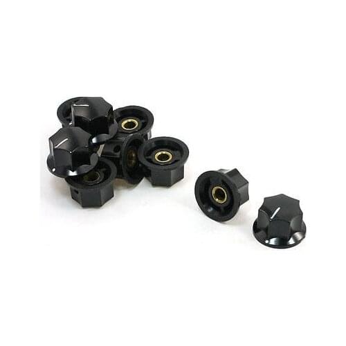 10pcs 23mm Top Dia Brass Tone Core White Mark Knobs Potentiometer Pot