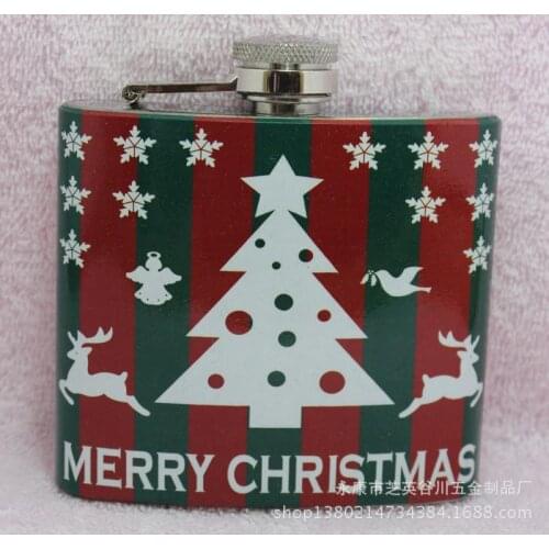 100pcs/lot portable stainless steel portable MERRY CHRISTMAS FLASK painting hip flask