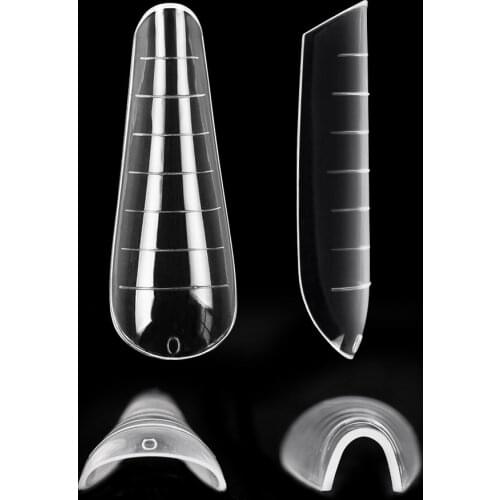 120pcs Quick Building Clear Dual Forms Tips Quick Building Gel Mold Nail System False Nails Extension Forms Top Molds