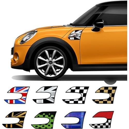 2pcs Car Wing Fender Stickers Section Side Scuttles Decals For Mini Cooper S One JCW F55 F56 Car Styling Auto Accessories