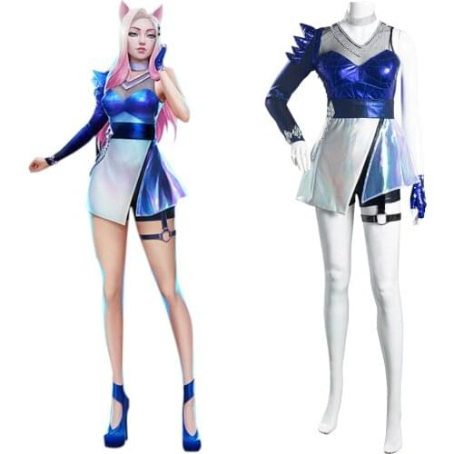 2020 KDA Ahri Cosplay Costume LOL ALL OUT Cosplay Game Costume Ahri Leather Dress Halloween Carnival Costumes for Girl