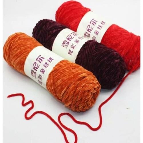 3x100g chenille golden velvet wool mass in rough weave multi color slippers crochet yarn wholesale knitting