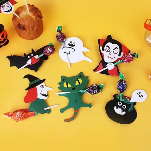 60pcs Halloween Candy Cards Supply Cartoon Witch cat ghost pumpkin shape Candy Wrapping Halloween Party Favores Party Home Decor