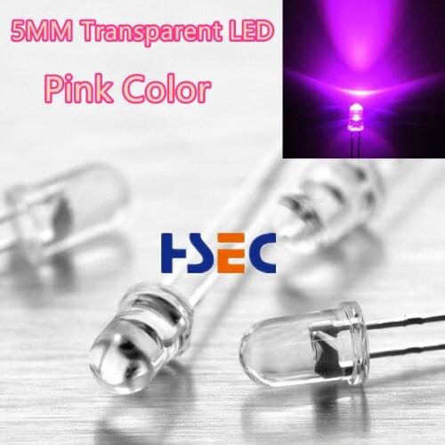 Free Shipping Top Quality 1000pcs 5mm Round LED Pink Color Light Emitting Diode Water Clear. 5MM Pink LED